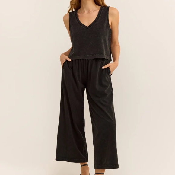 Set Z SUPPLY Scout Jersey Wide Leg Cropped Pant & Sloane Cropped Tank Top small - Picture 1 of 7